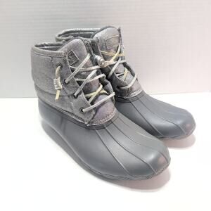 Sperry Silver Saltwater Rain Duck Boots Women's 8.5